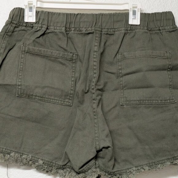 Basico Gray Drawstring-Waist Pocket Denim Shorts with Frayed Hem Edge - XXL - Picture 4 of 8